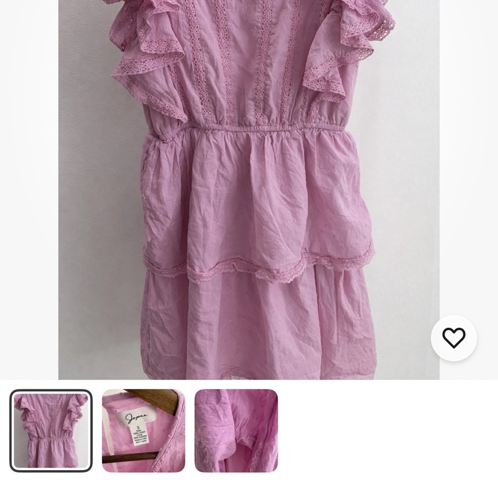 Japna Pink Ruffle Lace Tiered Mini Dress Women’s Small